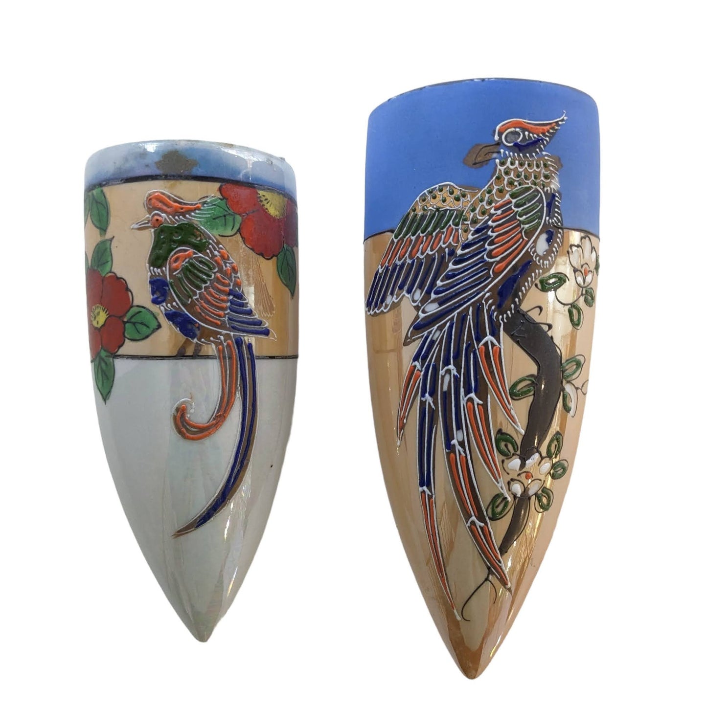 Colorful Bird on Luster Wall Pockets- Sold Individually