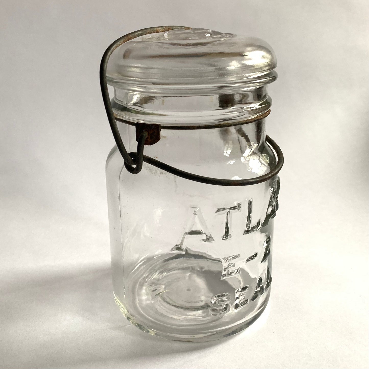Clear Pint Atlas E-Z Seal Jar - early Hazel Atlas Logo -Glass Lid Included