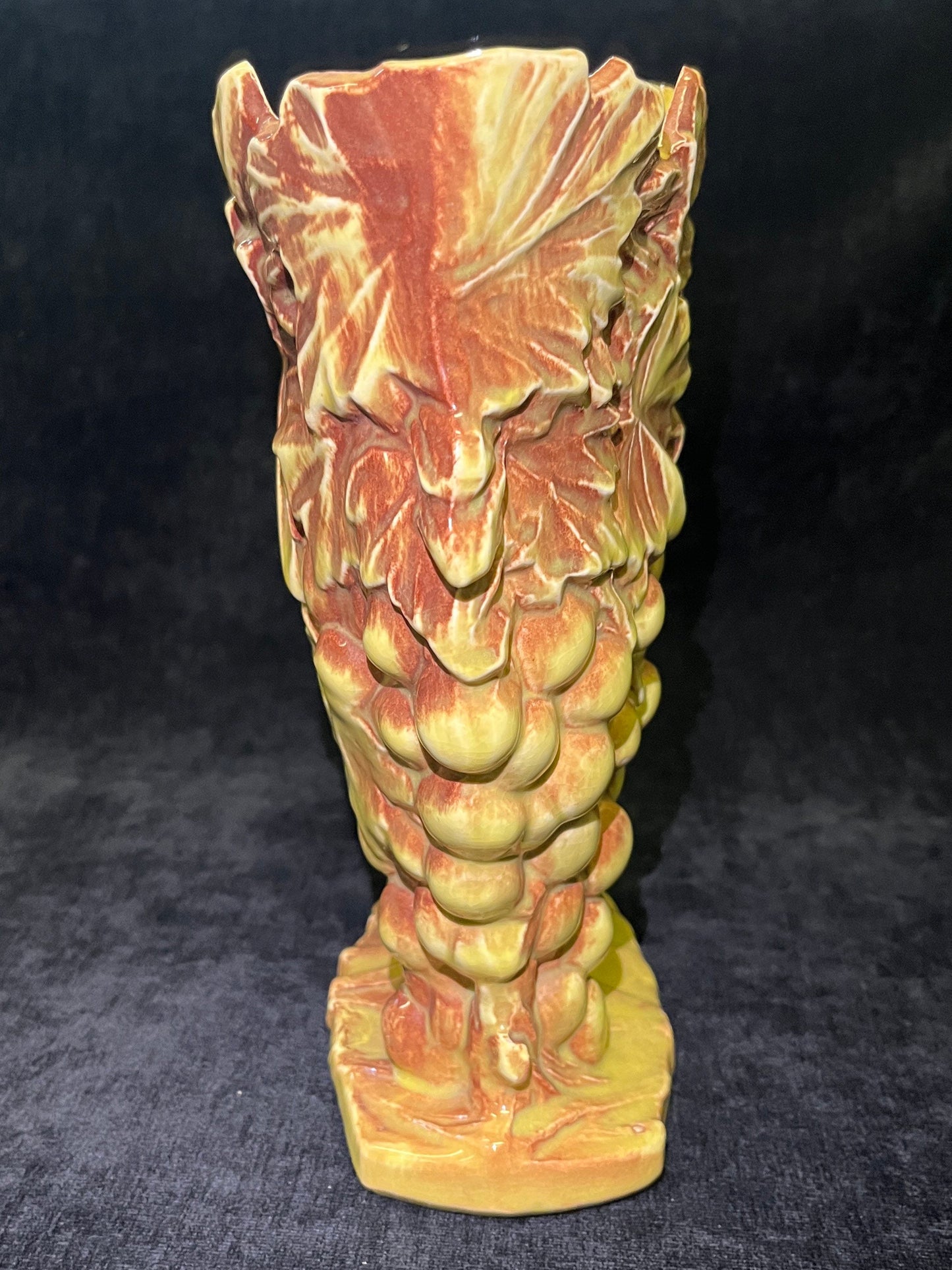 McCoy Grapes and Leaves Vase Yellow and Brown - Vintage McCoy Vase