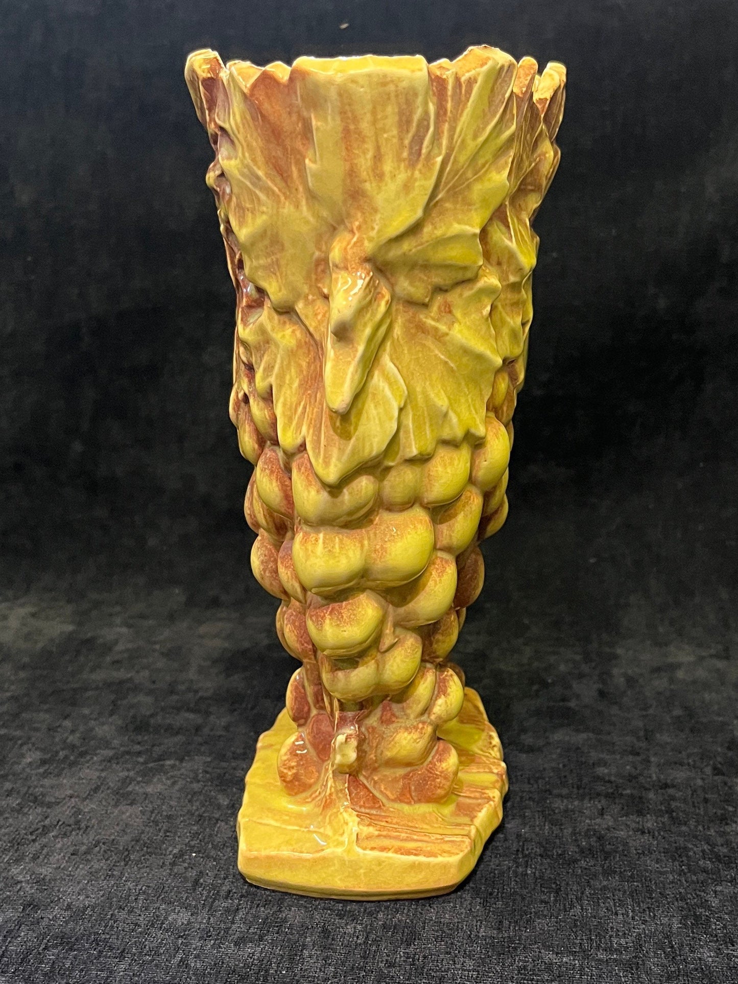 McCoy Grapes and Leaves Vase Yellow and Brown - Vintage McCoy Vase