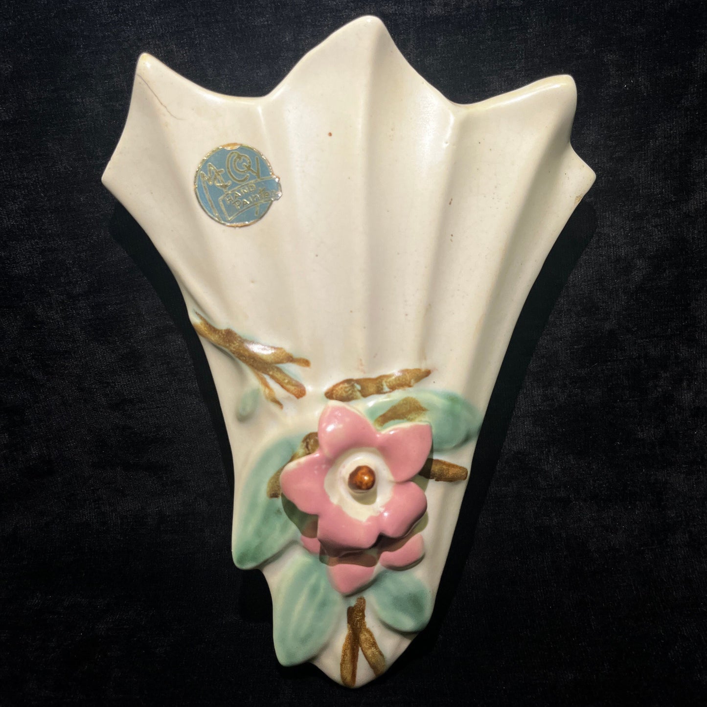 McCoy Hand Painted Blossomtime Wall Pocket - With Original Logo Tag