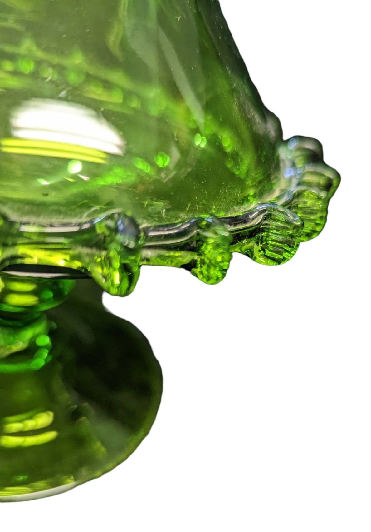 Handblown Green Glass Pitcher and 6 Goblets - Made in Czechoslovakia - BoHo Style - Bohemian Glass