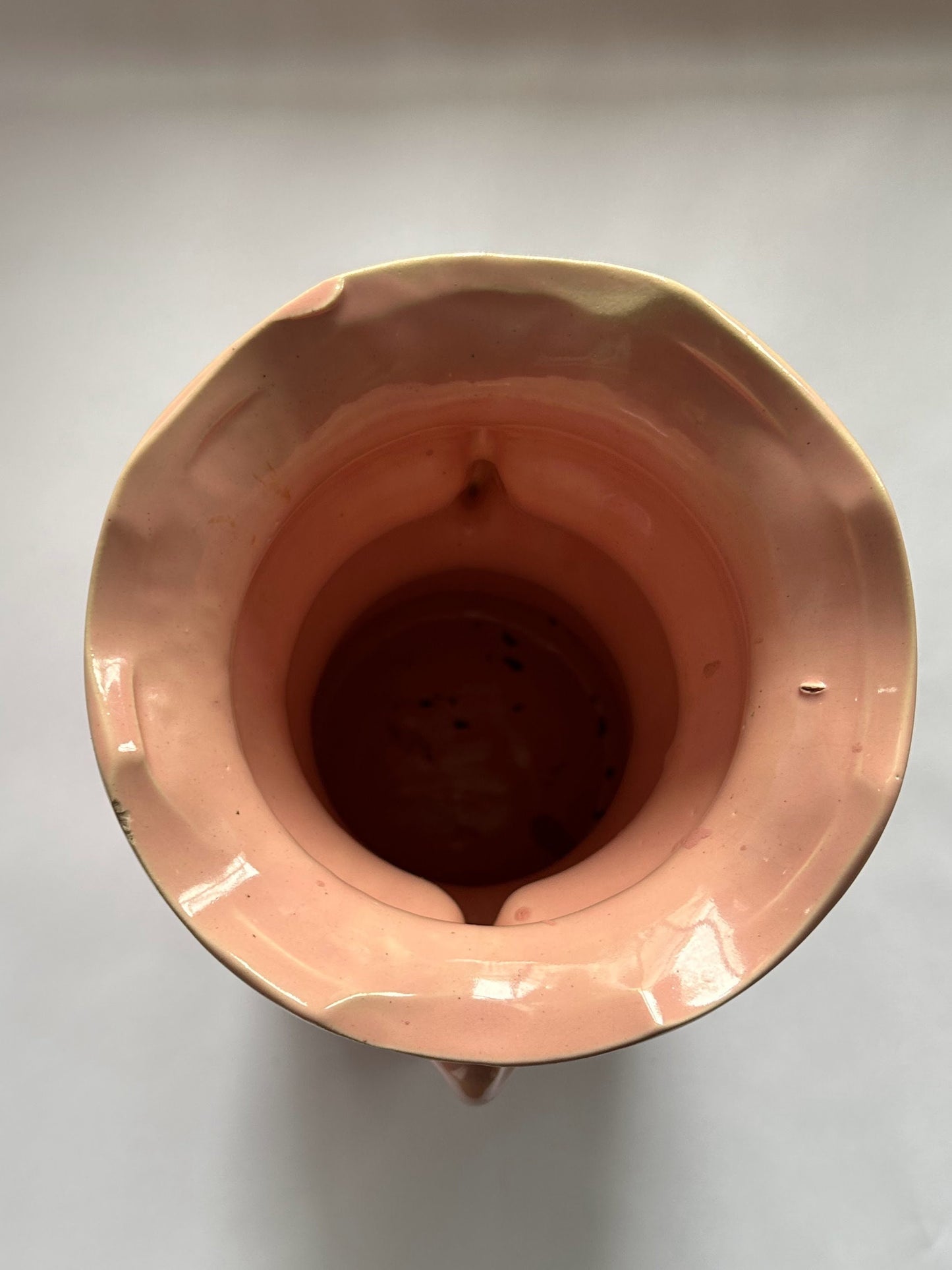 McCoy Large Pink Pottery Vase - McCoy Ribbons and Vines Vase - Vintage 1940's