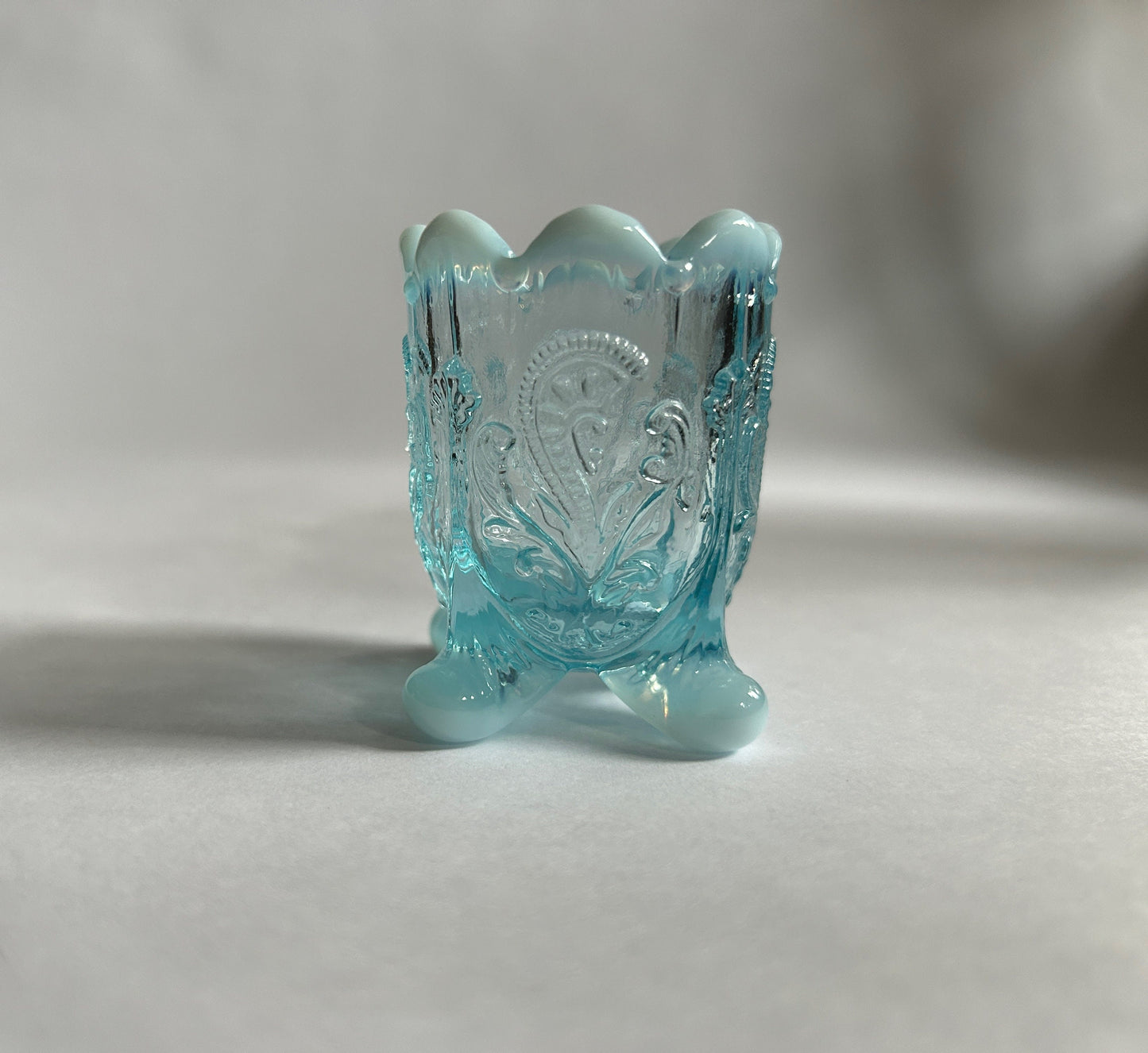 Fenton Daisy Blue Opalescent Glass Toothpick Holders - Ring Caches - 2 sold individually - Wedding or Shower Gift
