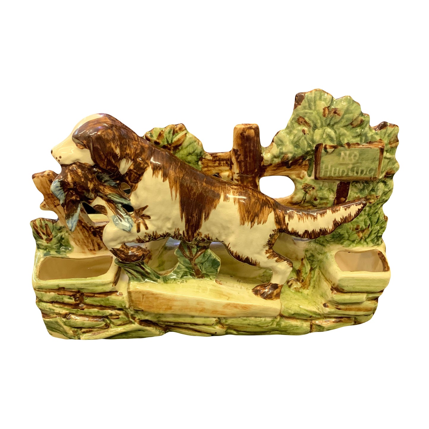 RARE Large Hunting Dog McCoy Pottery Planter - Large McCoy English Setter with Bird Planter