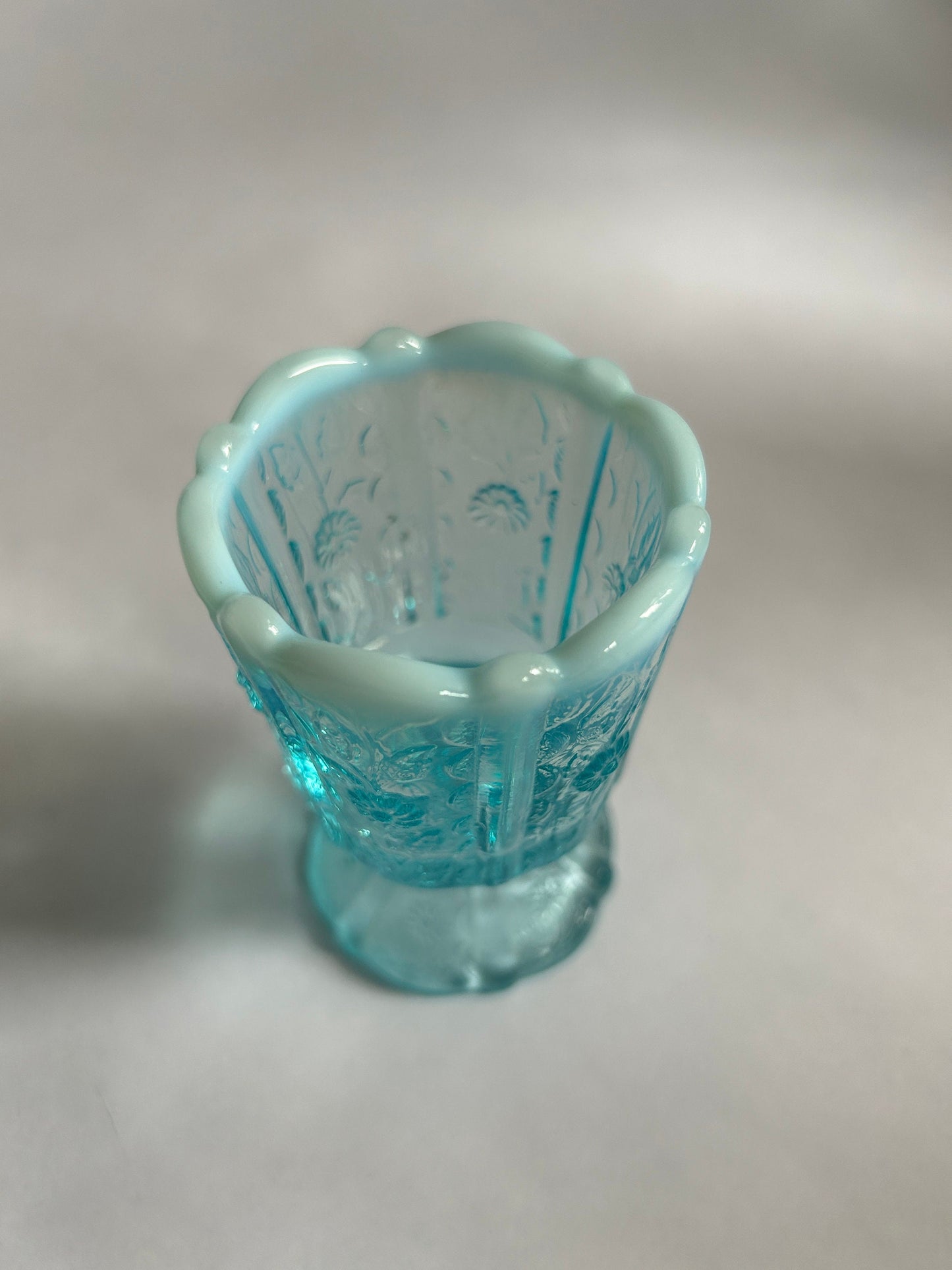 Fenton Daisy Blue Opalescent Glass Toothpick Holders - Ring Caches - 2 sold individually - Wedding or Shower Gift