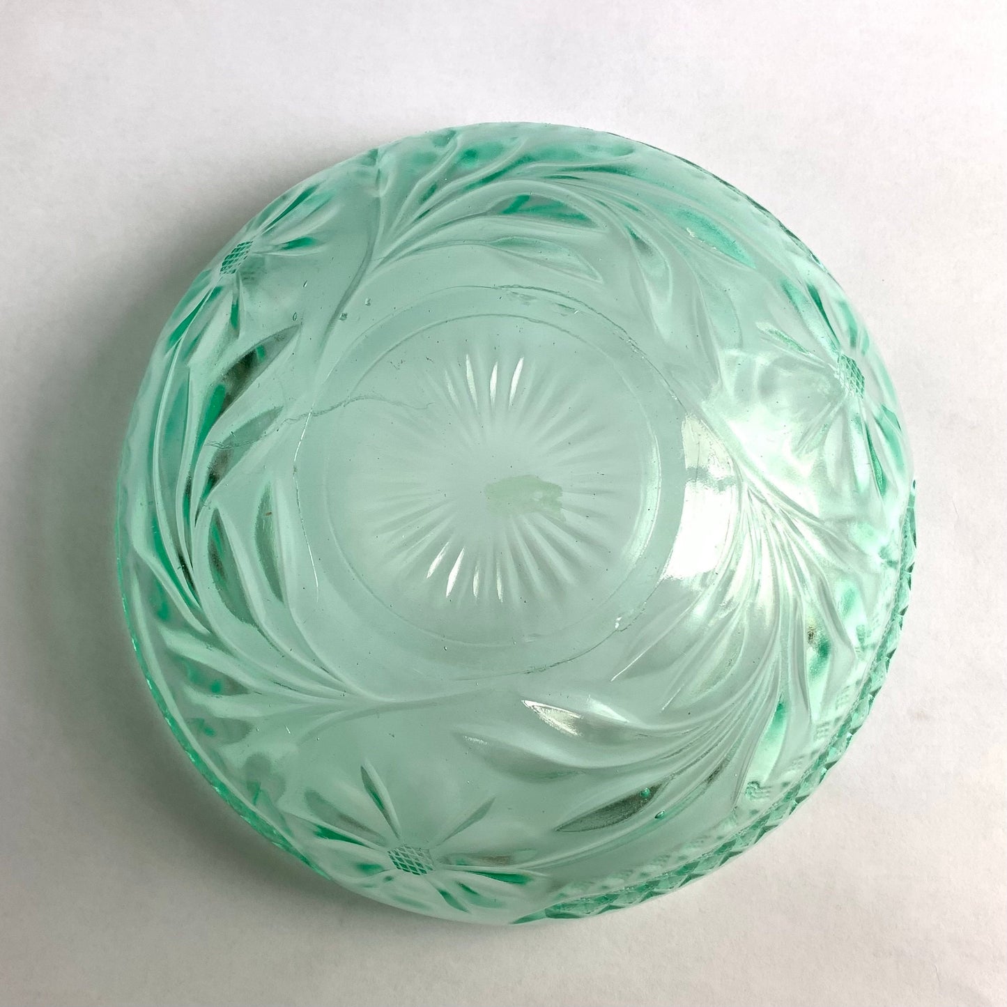 Hazel Atlas Uranium Glass Sherbet Set - Hazel Atlas Green Depression Vaseline Glass Floral and Diamond Set