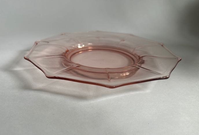 Cambridge Pink Decagon 8" Depression Glass Plates - 4 Sold Individually - Pink Cambridge Glass Plates - Elegant Decagon Pink Plates