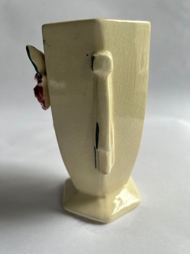 McCoy Vase With Rose - Vintage 1940s McCoy - Small McCoy Blossom Time Vase