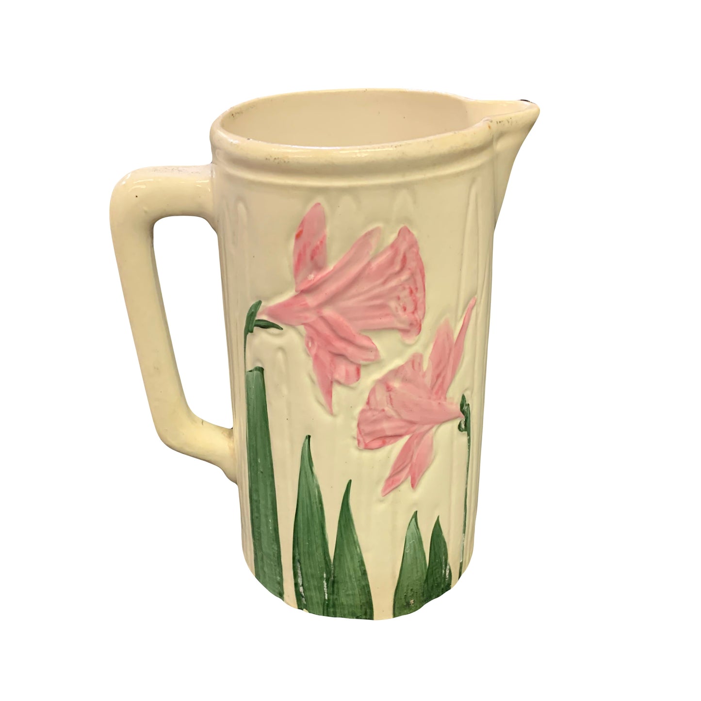 Avon Faience, Pink Daffodil Pitcher - Ceramic Pitcher with Pink Daffodils the Perfect Vase