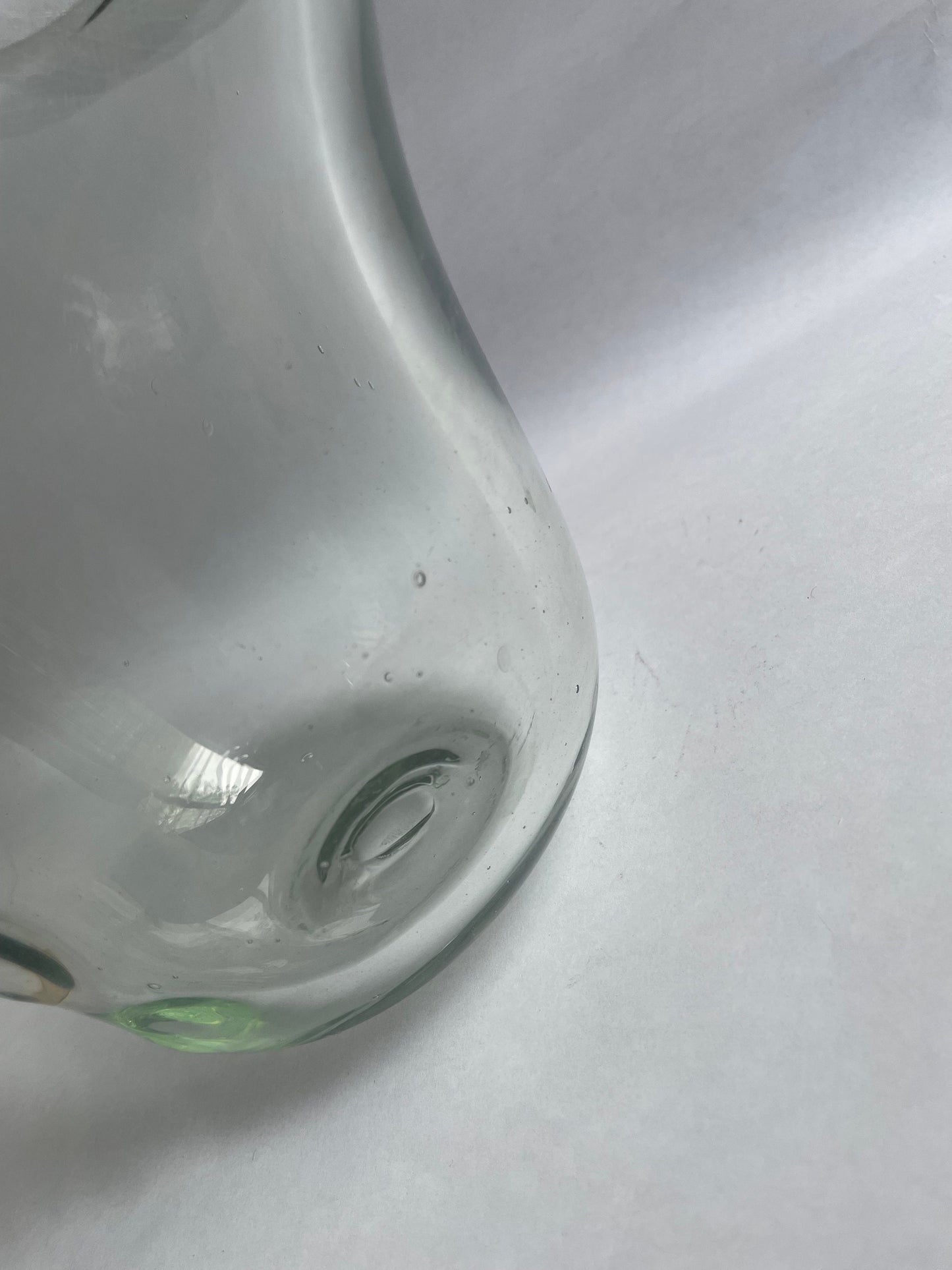 Blown Glass Bowl - Green Tinted Hand Blown Bowl - Hand made Ruffled Edge Decorative Bowl