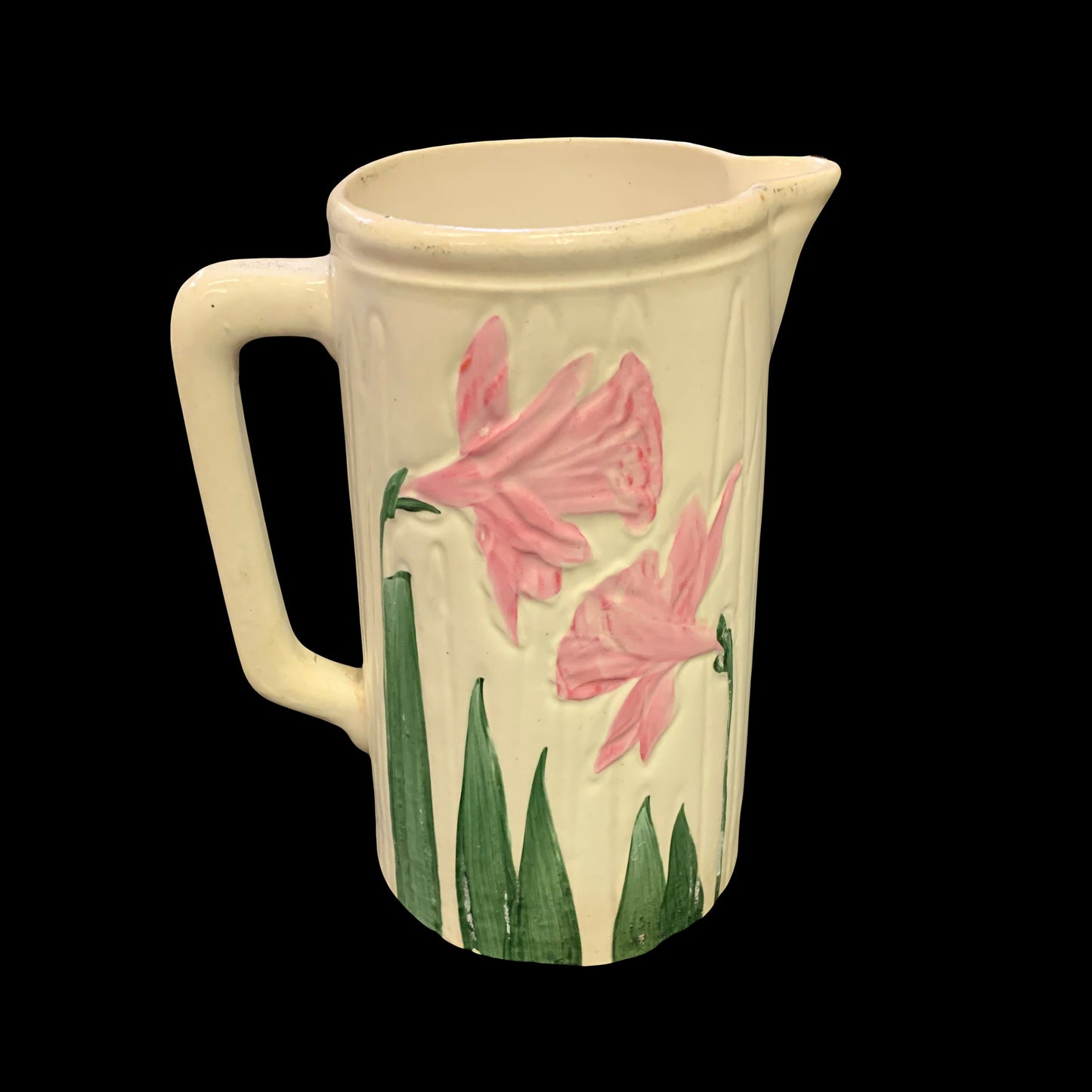 Avon Faience, Pink Daffodil Pitcher - Ceramic Pitcher with Pink Daffodils the Perfect Vase