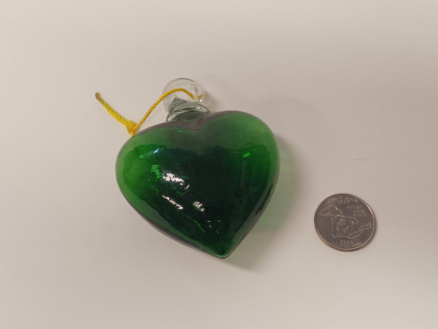 Blown Glass Heart Ornament - Window Sun Catcher - Fan Pull Decoration