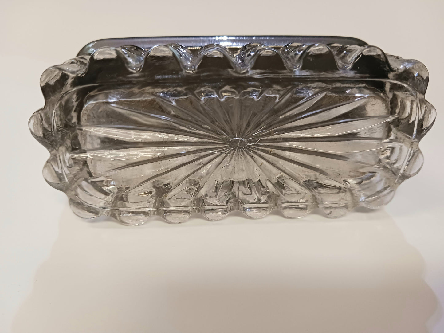Vintage 1904 Fostoria Buttress Trinket Box - Art Nouveau Crystal Cut Glass