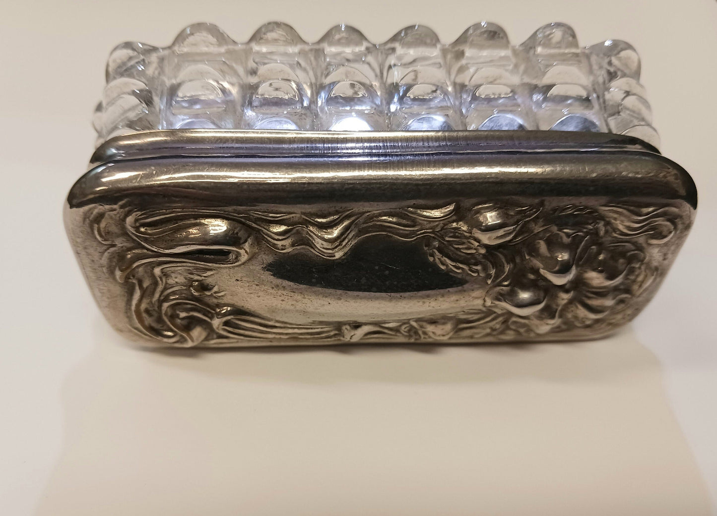 Vintage 1904 Fostoria Buttress Trinket Box - Art Nouveau Crystal Cut Glass