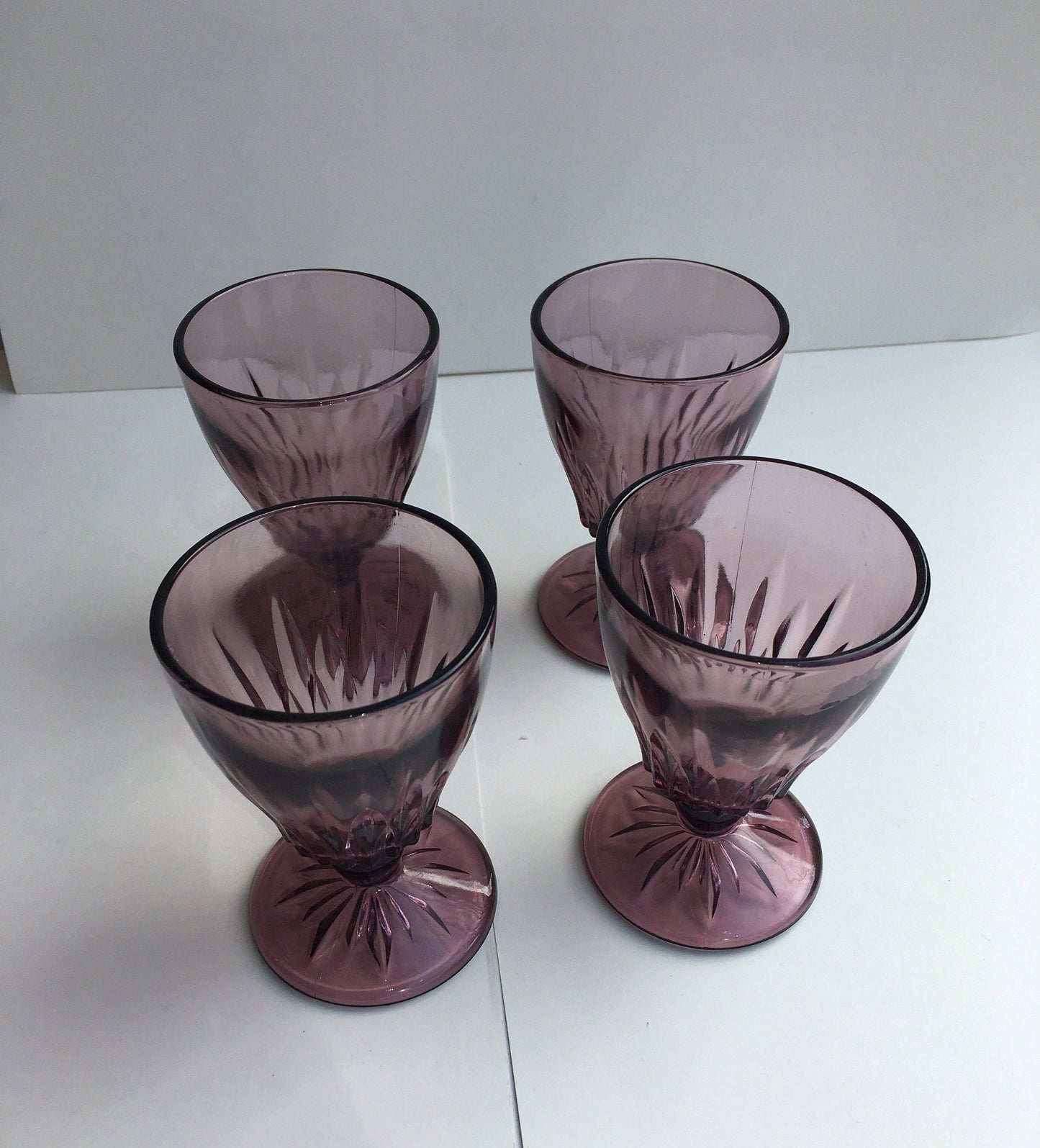 Hazel Atlas Purple Amethyst Moroccan Glasses - 4.5 Inches, Small, 4 Available each Sold Separately