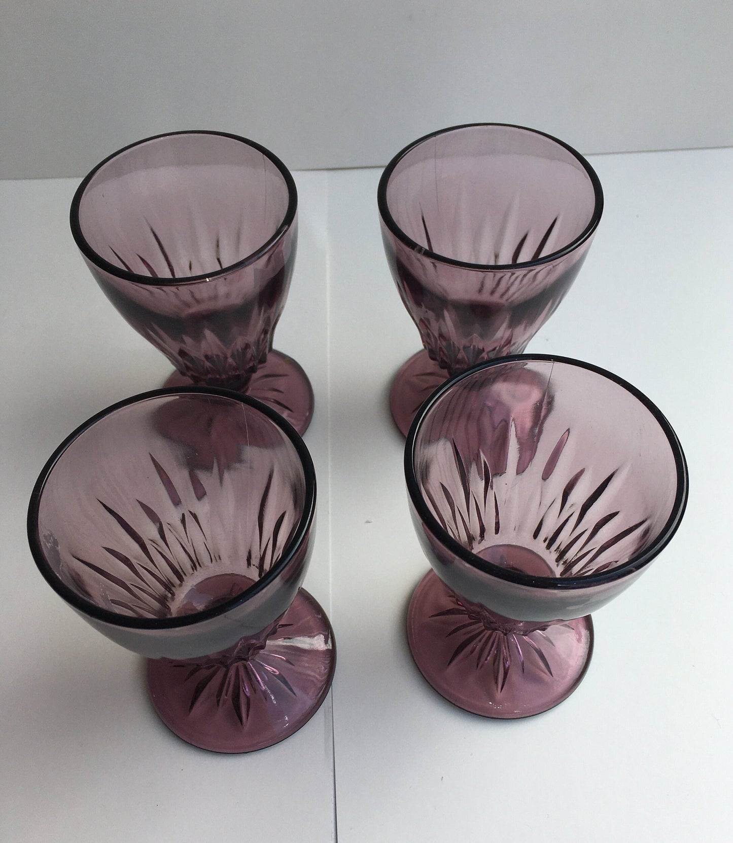 Hazel Atlas Purple Amethyst Moroccan Glasses - 4.5 Inches, Small, 4 Available each Sold Separately