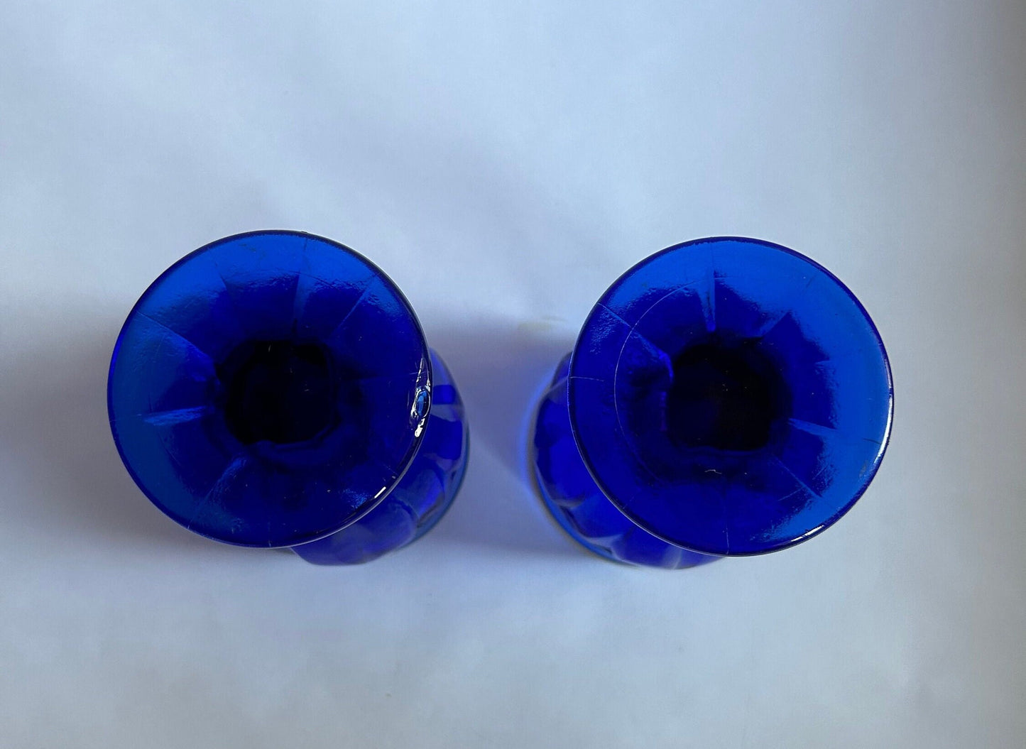 Tiffin Franciscan Mouth blown Cobalt Blue Goblet - Vintage Franciscan Glassware With Leaf Pattern - 2 sold individually