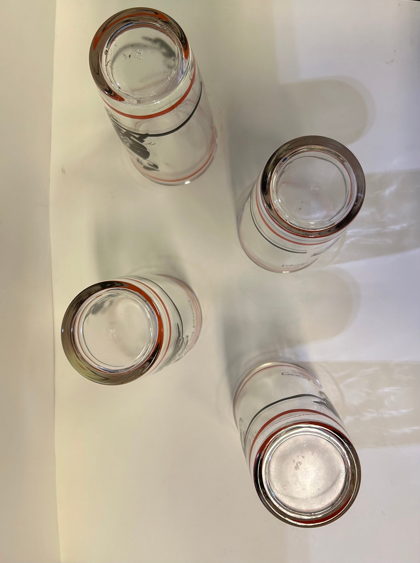 Hazel Atlas Gay Fad 1950s Glasses - Vintage Painted Bartender 12 0unce Tumblers - 4 sold individually - Cartoon Painted Characters