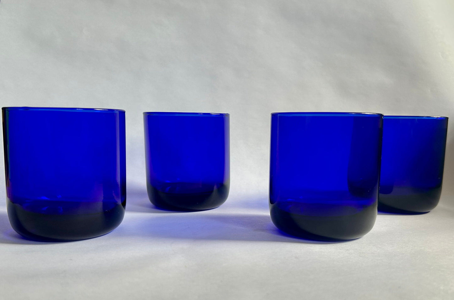 Libbey Cobalt Blue with Sophisticated Round Bottom - Vintage Drink-ware - Sold as a Set of 4