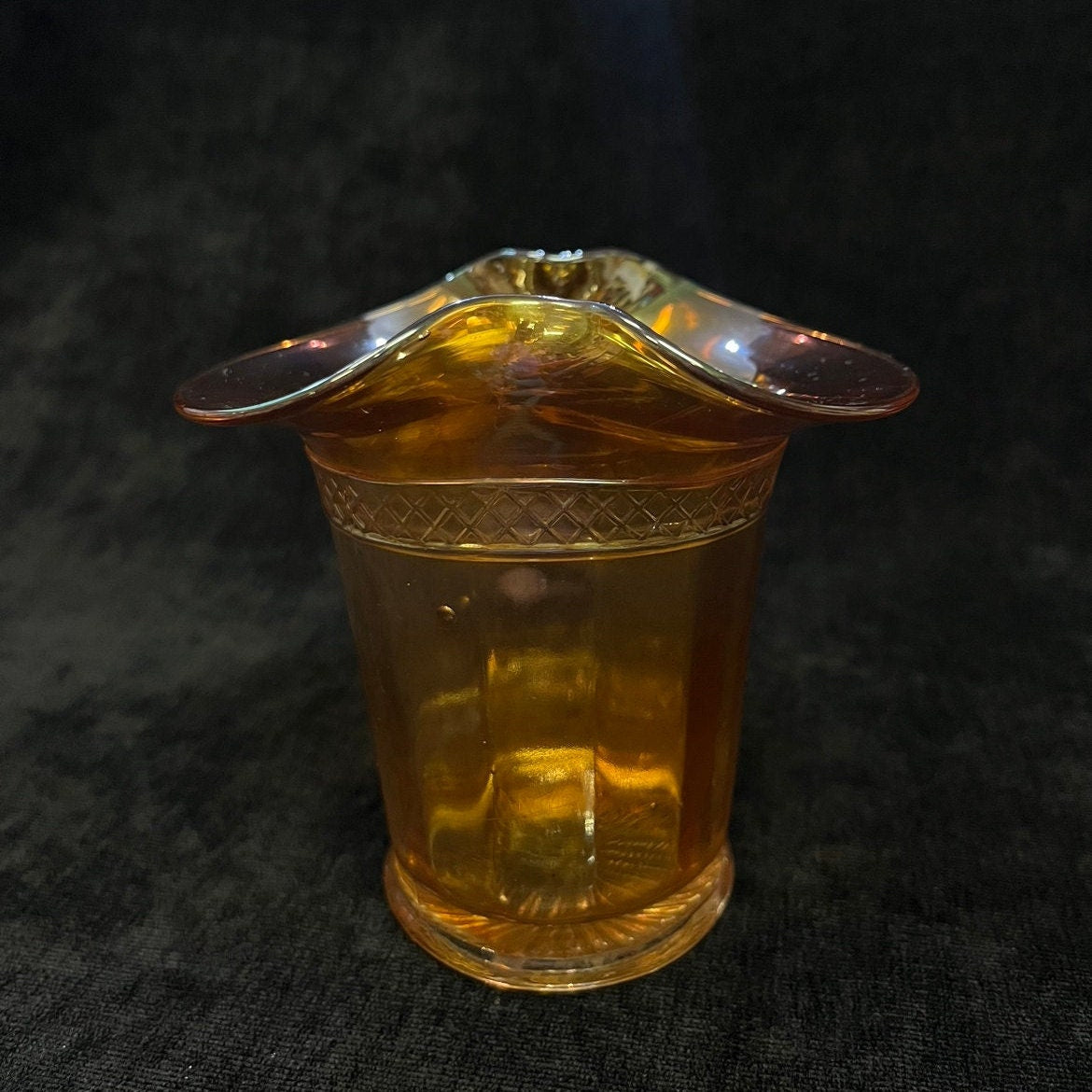 Marigold Carnival Glass Top Hat - Vintage