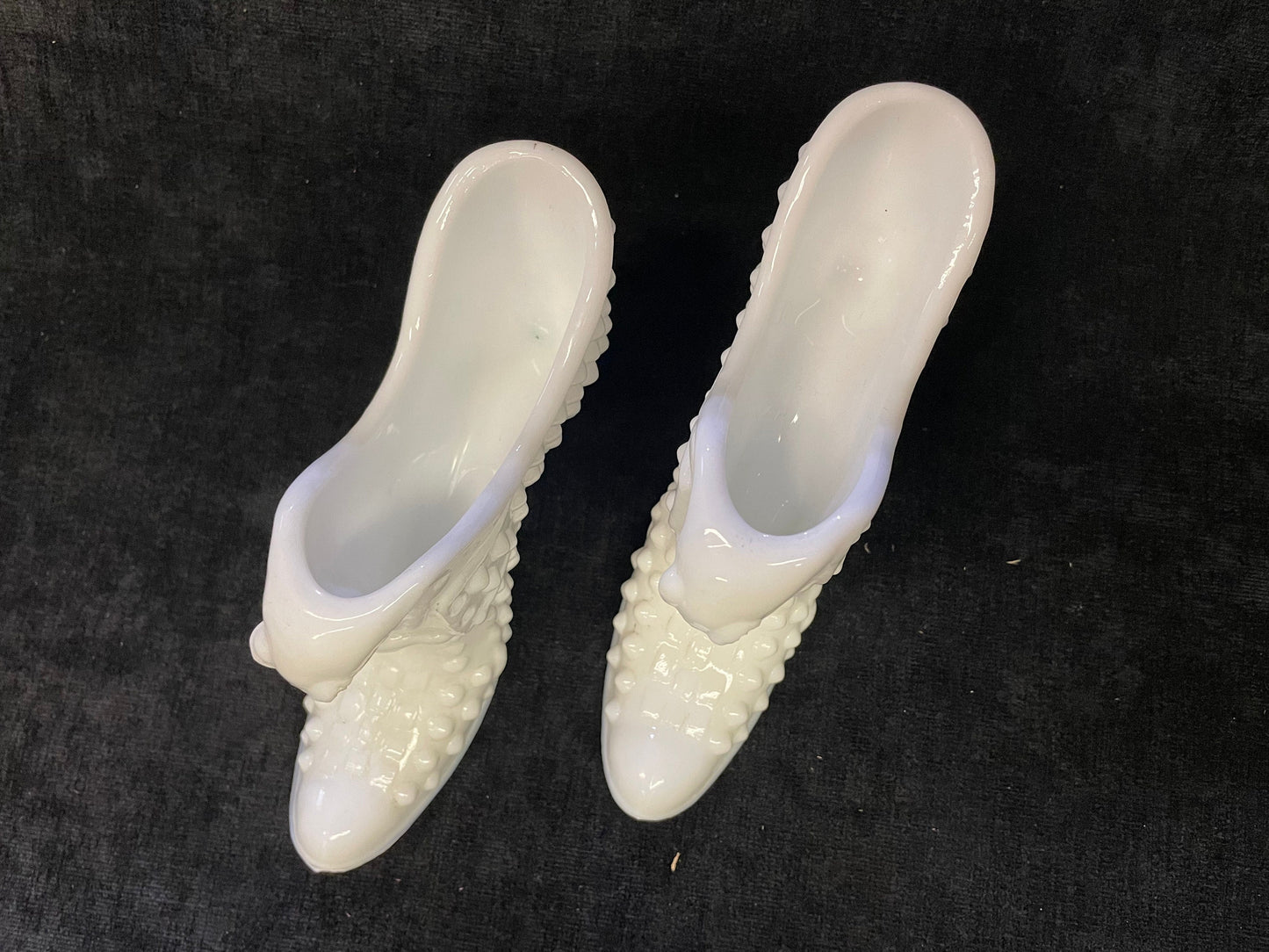 Fenton Hobnail Cat's Head Milk Glass Shoe - 2 Sold Individually