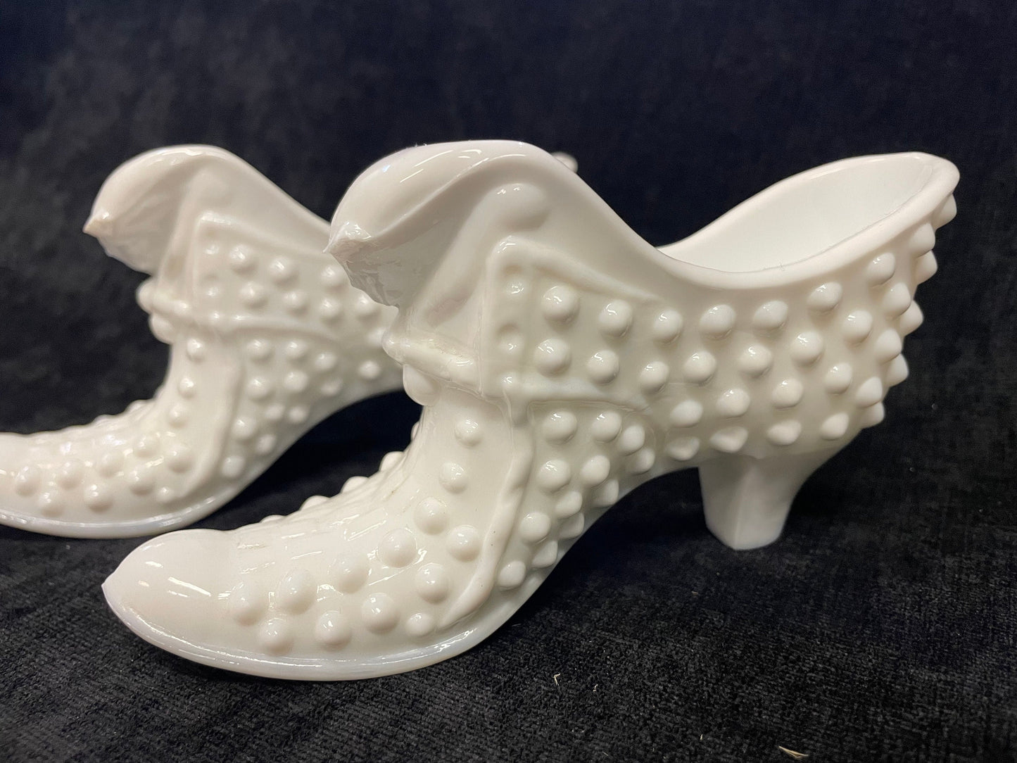 Fenton Hobnail Cat's Head Milk Glass Shoe - 2 Sold Individually