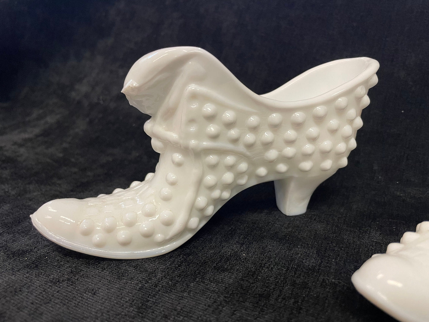 Fenton Hobnail Cat's Head Milk Glass Shoe - 2 Sold Individually