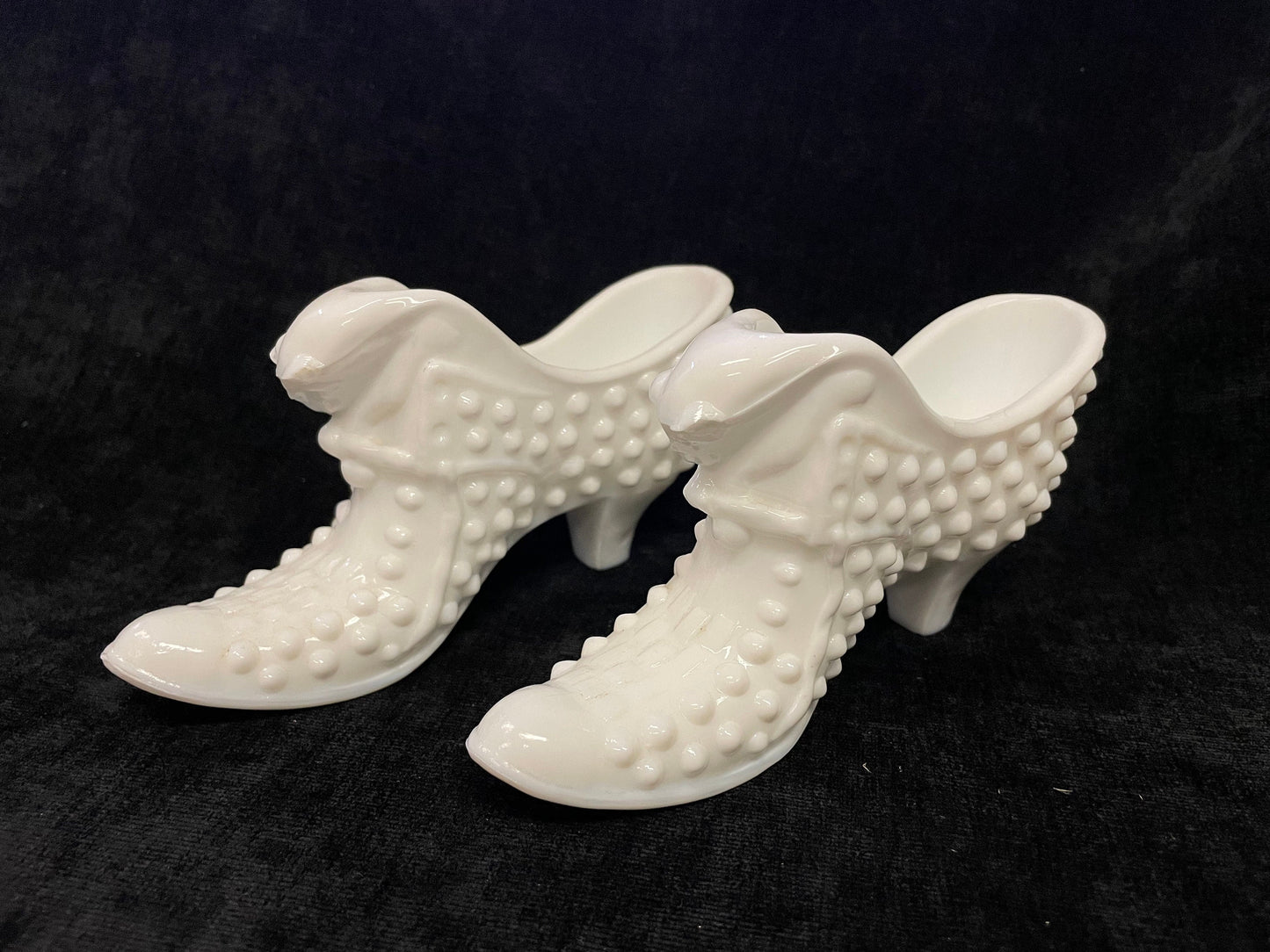 Fenton Hobnail Cat's Head Milk Glass Shoe - 2 Sold Individually