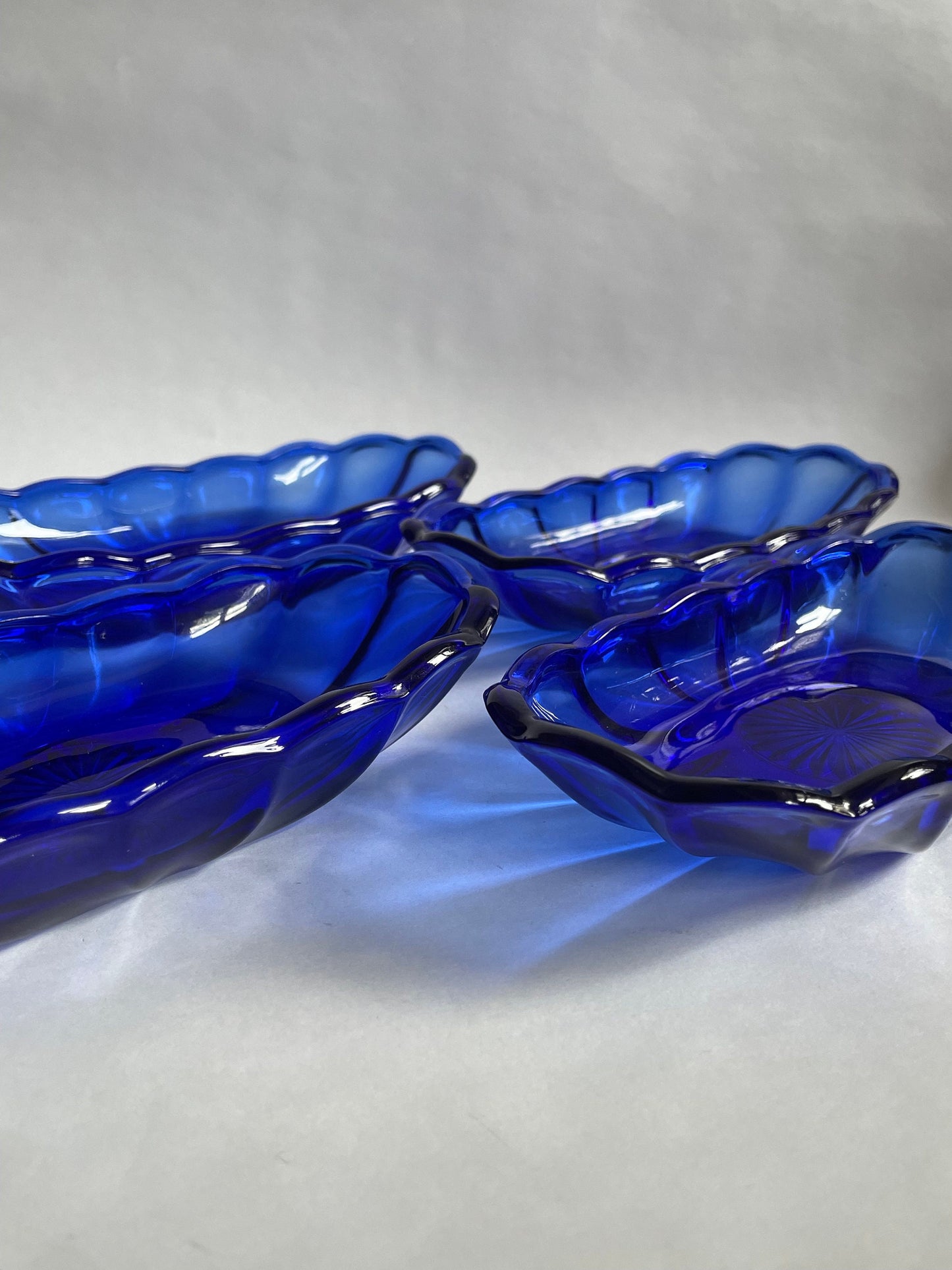 Banana Split Ice Cream Boats in Cobalt Blue Glass by Anchor Hocking - 4 available - SOLD INDIVIDUALLY - Candy dishes in Cobalt Blue