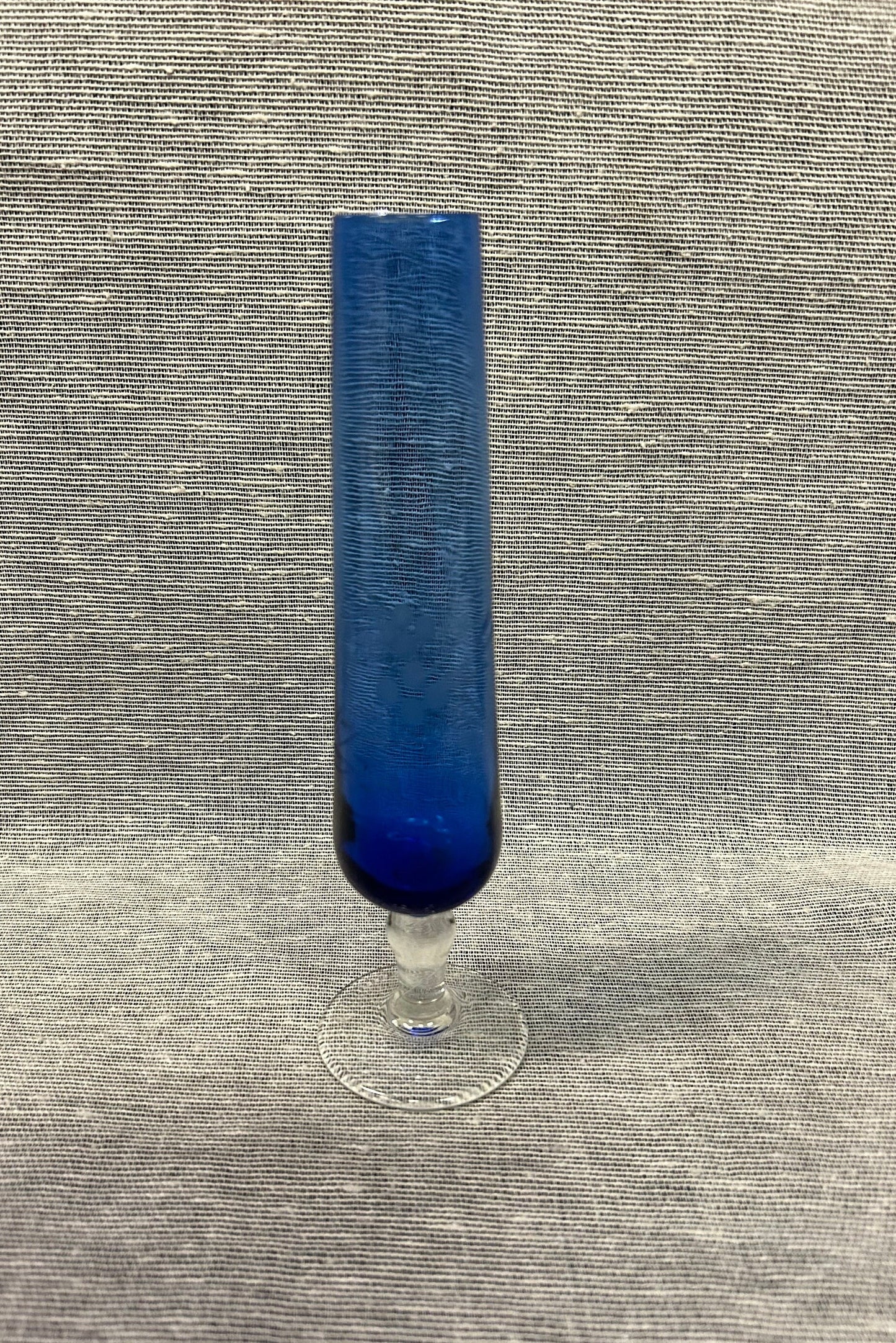 Hand Crafted Cobalt Bud Vase Etched with Blossoms- Etched Glass- Cobalt Blue- Bud Vase