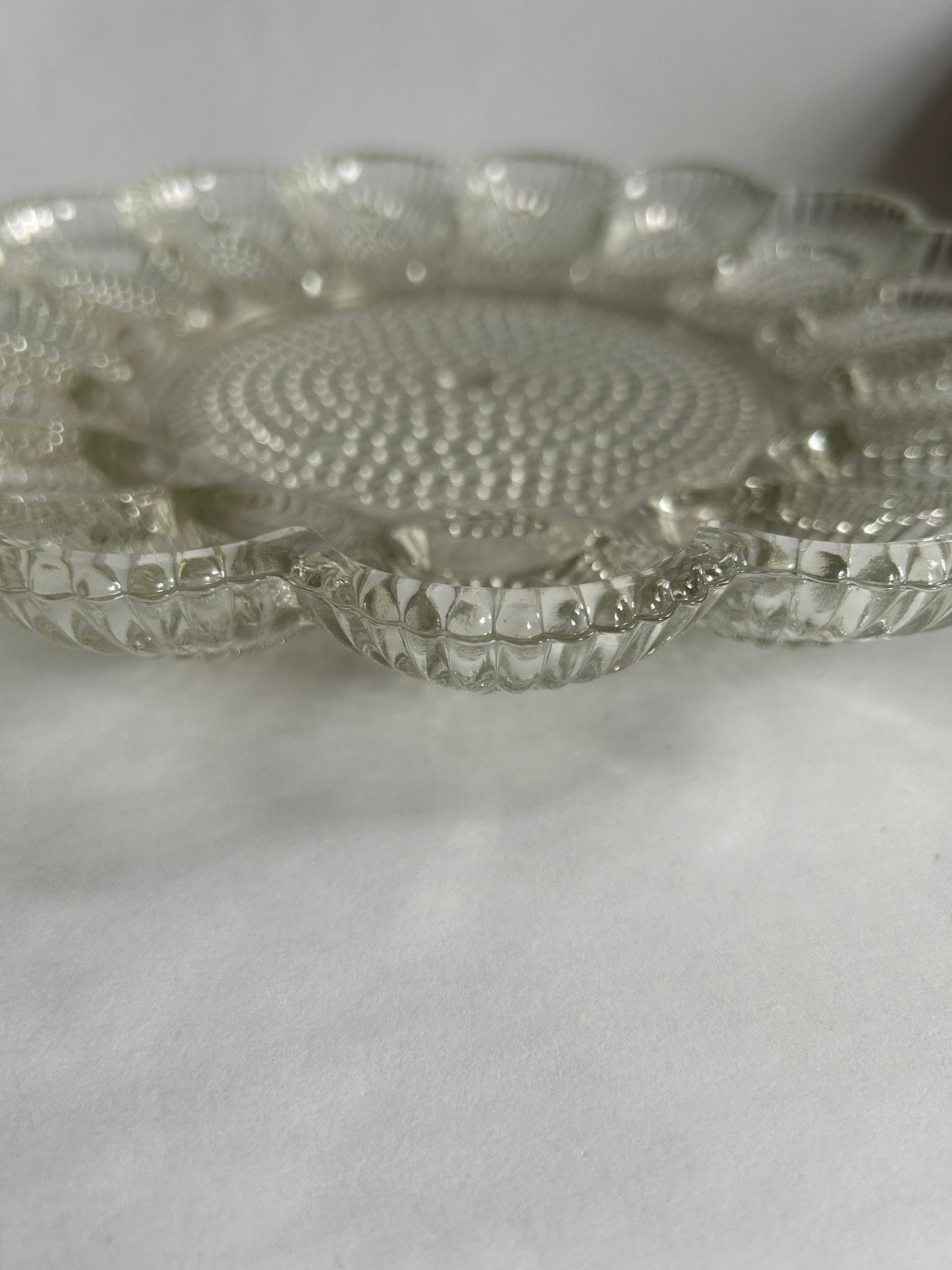 Depression glass Deviled Egg Tray - Serving Deviled Eggs at Table - Very Clear Bright Glass Deviled Egg Plate - Tray holds 15 Deviled Eggs