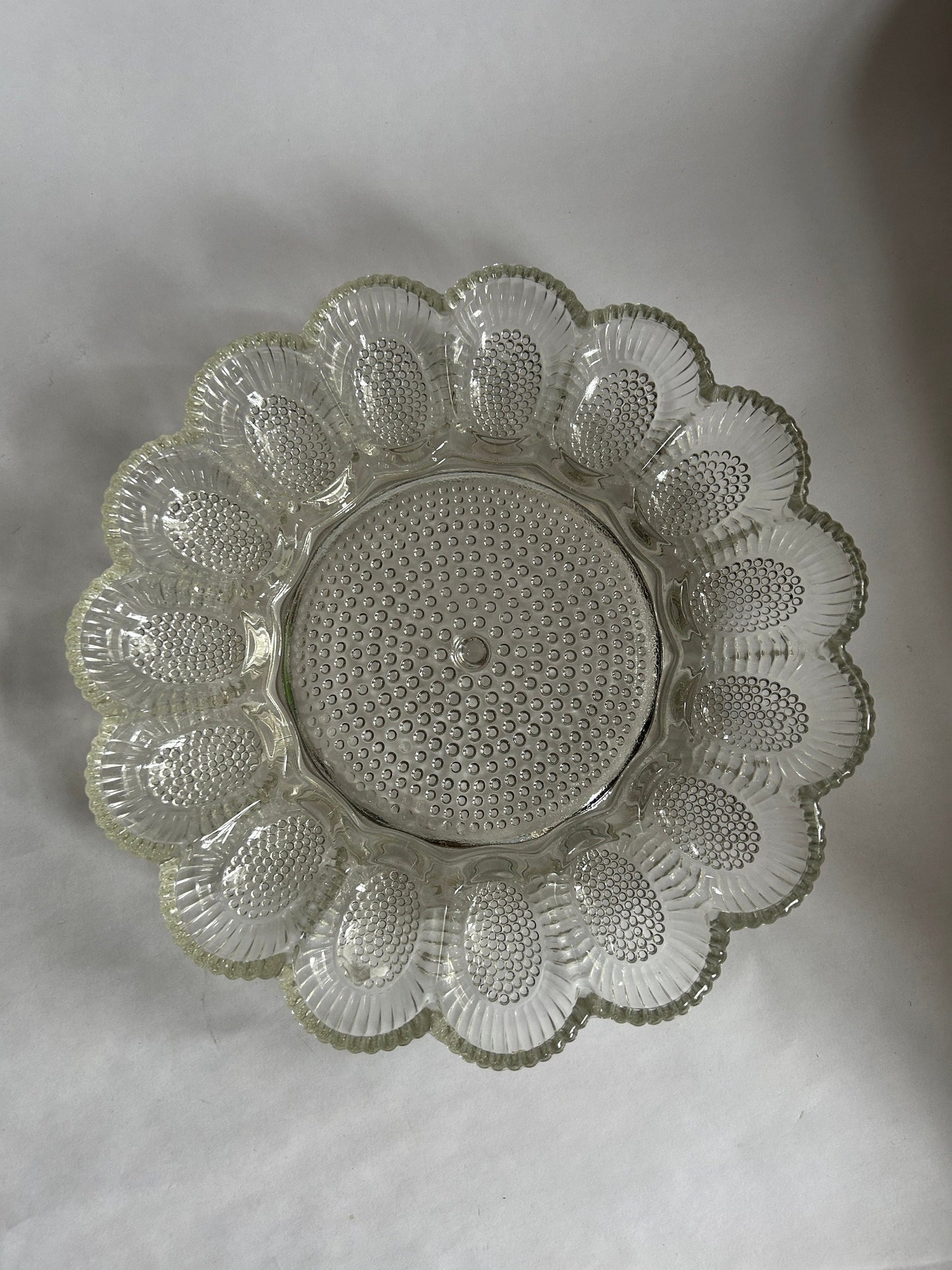 Depression glass Deviled Egg Tray - Serving Deviled Eggs at Table - Very Clear Bright Glass Deviled Egg Plate - Tray holds 15 Deviled Eggs