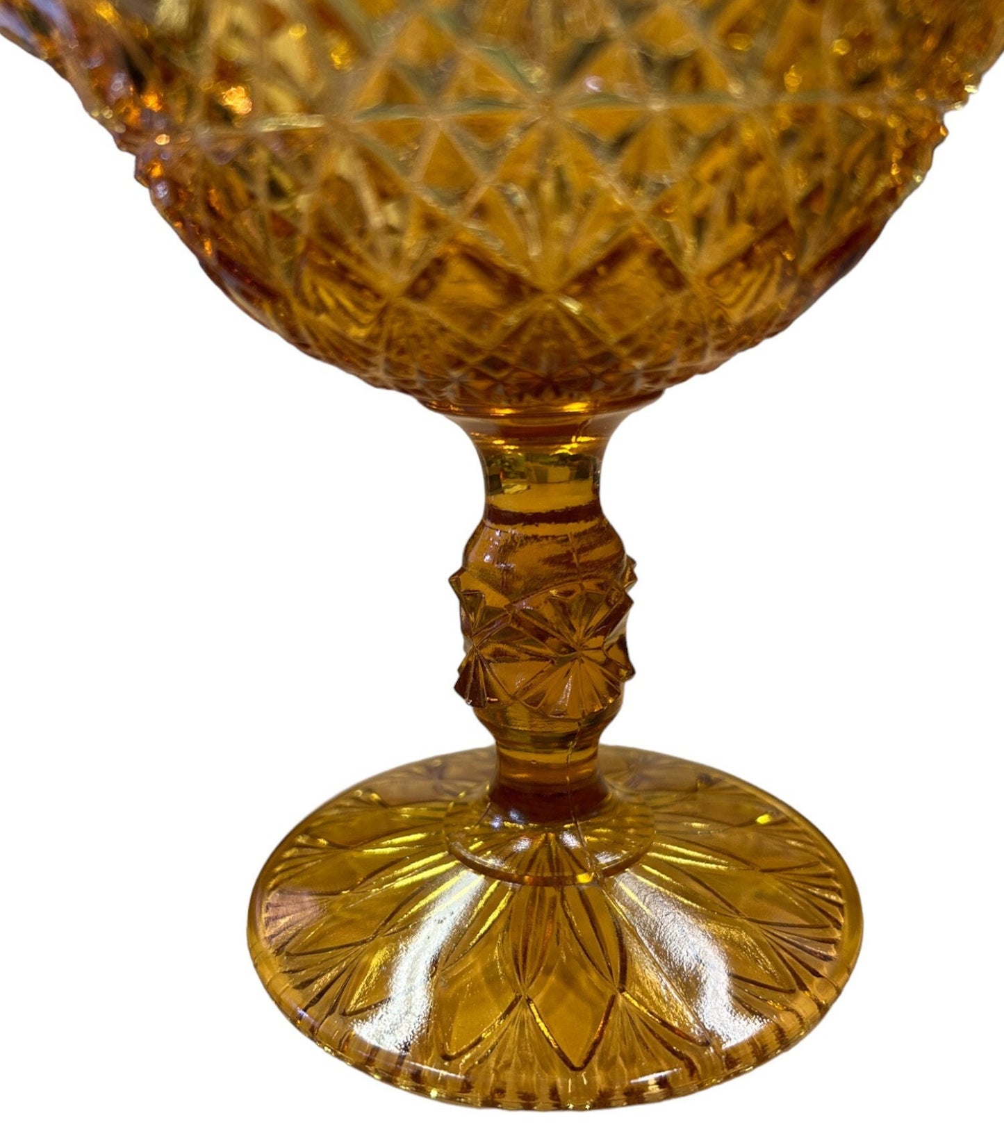 Fenton Virginia Glass- Compote Bowl- Fenton Honey Brown Crimped Ruffle Glass