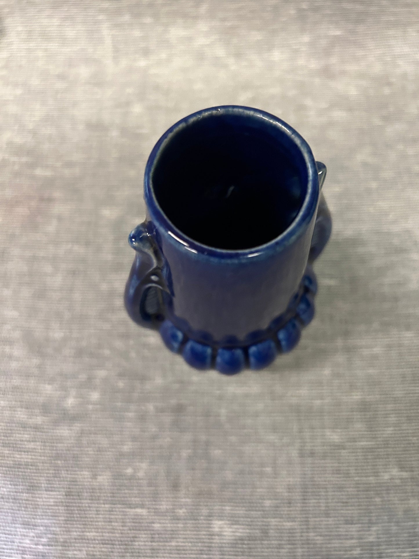 Cobalt Blue Art Deco Pottery Vase - Art Deco 1920s Style- Small 4.25"T Deco Vase - Perfect Decoration for a Desk top - Navy Blue Decor