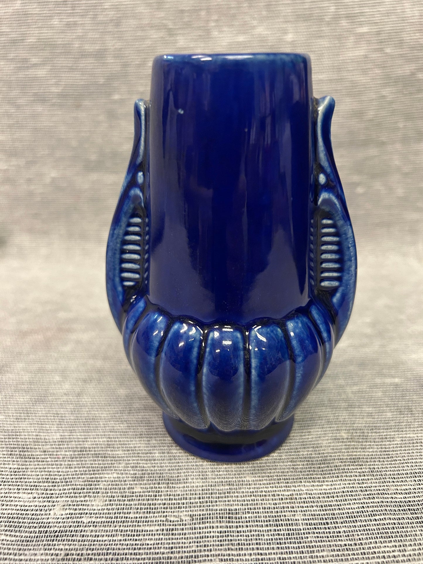 Cobalt Blue Art Deco Pottery Vase - Art Deco 1920s Style- Small 4.25"T Deco Vase - Perfect Decoration for a Desk top - Navy Blue Decor