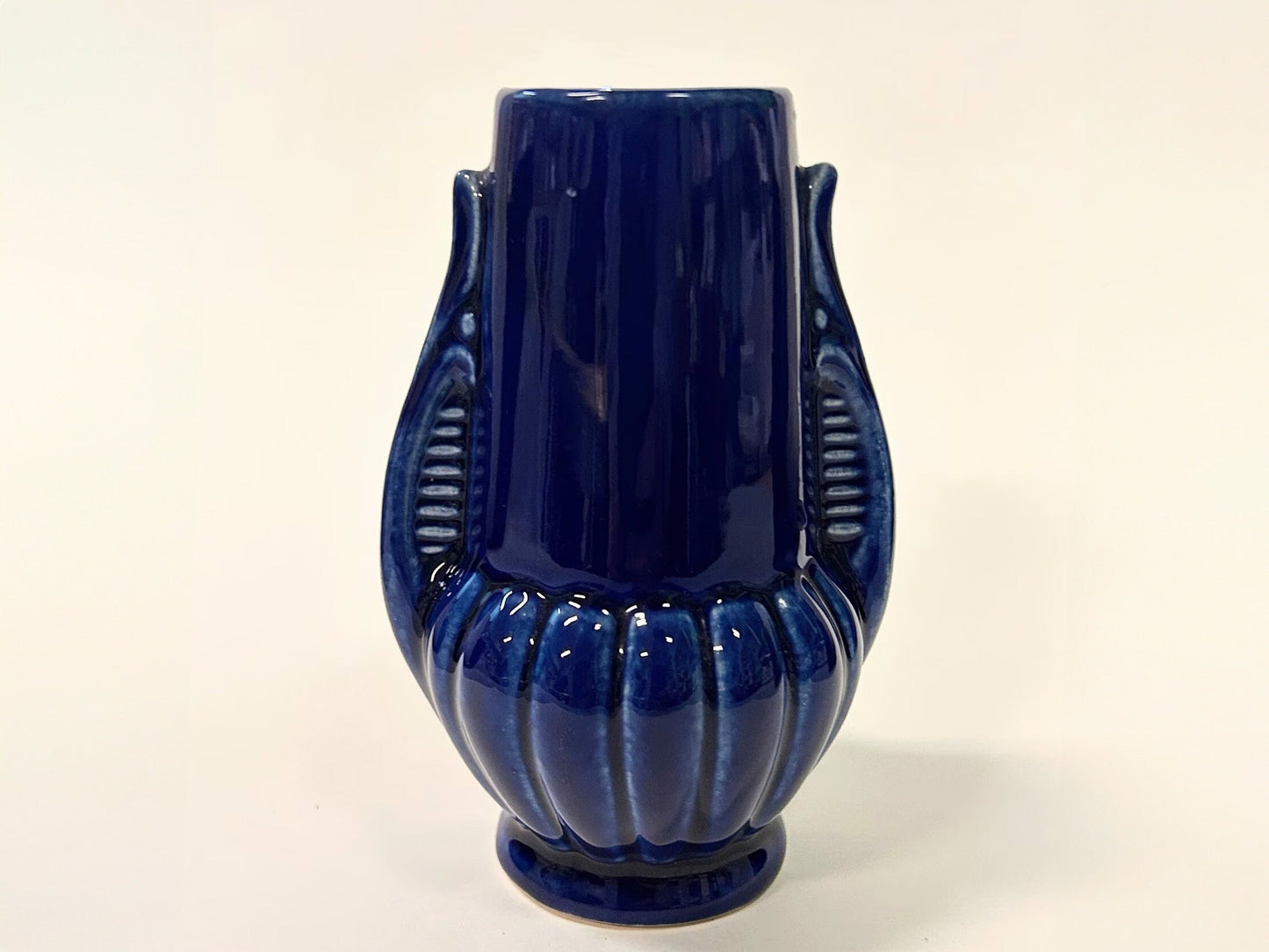 Cobalt Blue Art Deco Pottery Vase - Art Deco 1920s Style- Small 4.25"T Deco Vase - Perfect Decoration for a Desk top - Navy Blue Decor