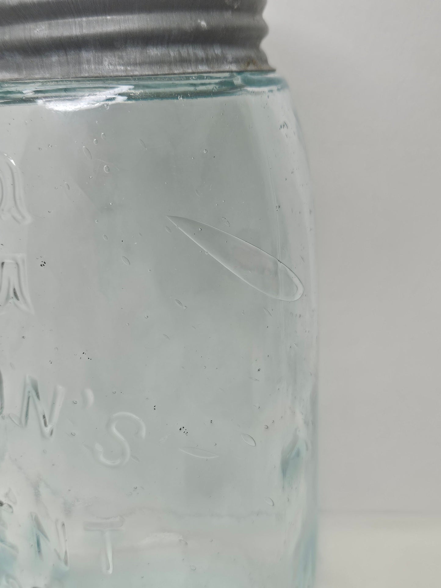 Mason's Patent Nov 30th 1858 Jar With Illinois Glass Co Logo - 1906 -1914 Glass Co Logo, # 3 on bottom - RARE Aqua Fruit Jar early 1900s