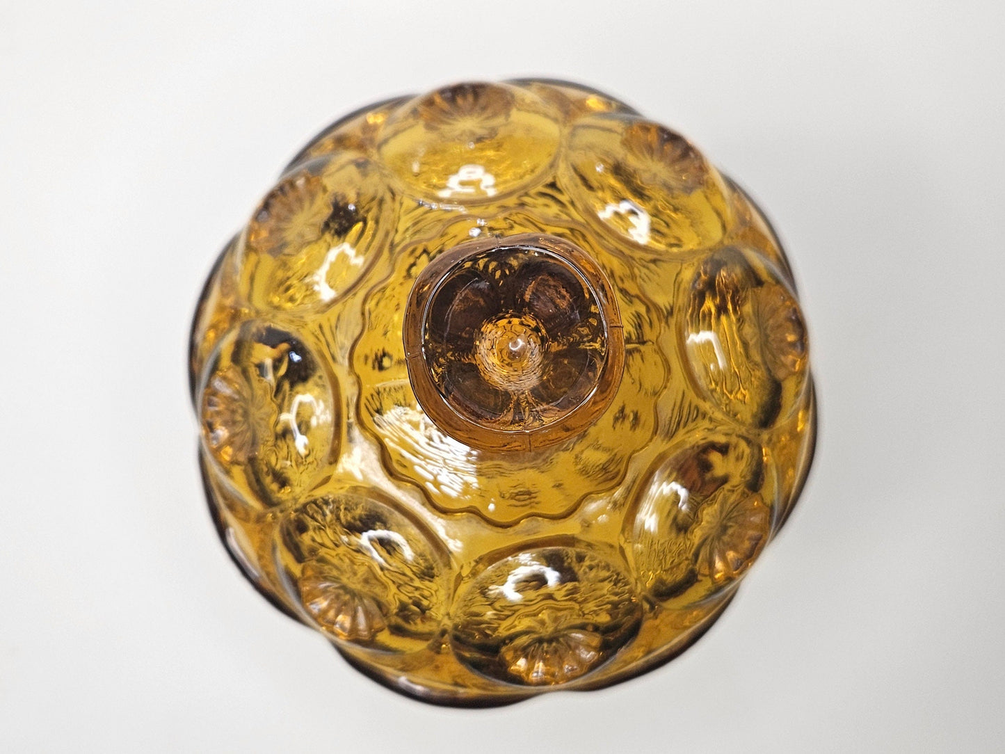 L. E. Smith Moon and Stars Covered Compote - Pattern Glass Candy Dish- Amber Yellow Footed Pedestal Compote - Hard to Find Moon and Stars