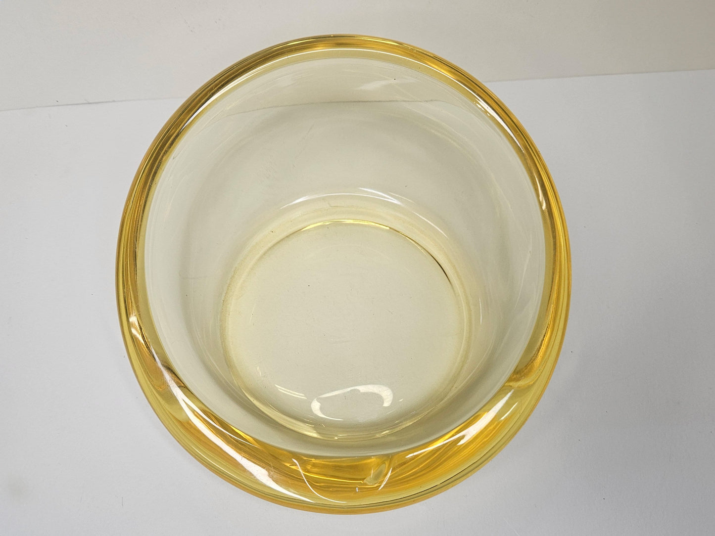 Yellow Vaseline Glass Ash Tray- Viking Art Horseshoe Dish Cambridge Glass