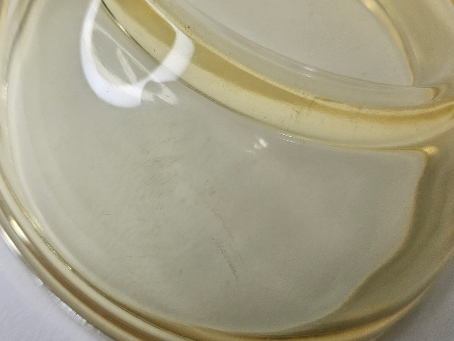 Yellow Vaseline Glass Ash Tray- Viking Art Horseshoe Dish Cambridge Glass