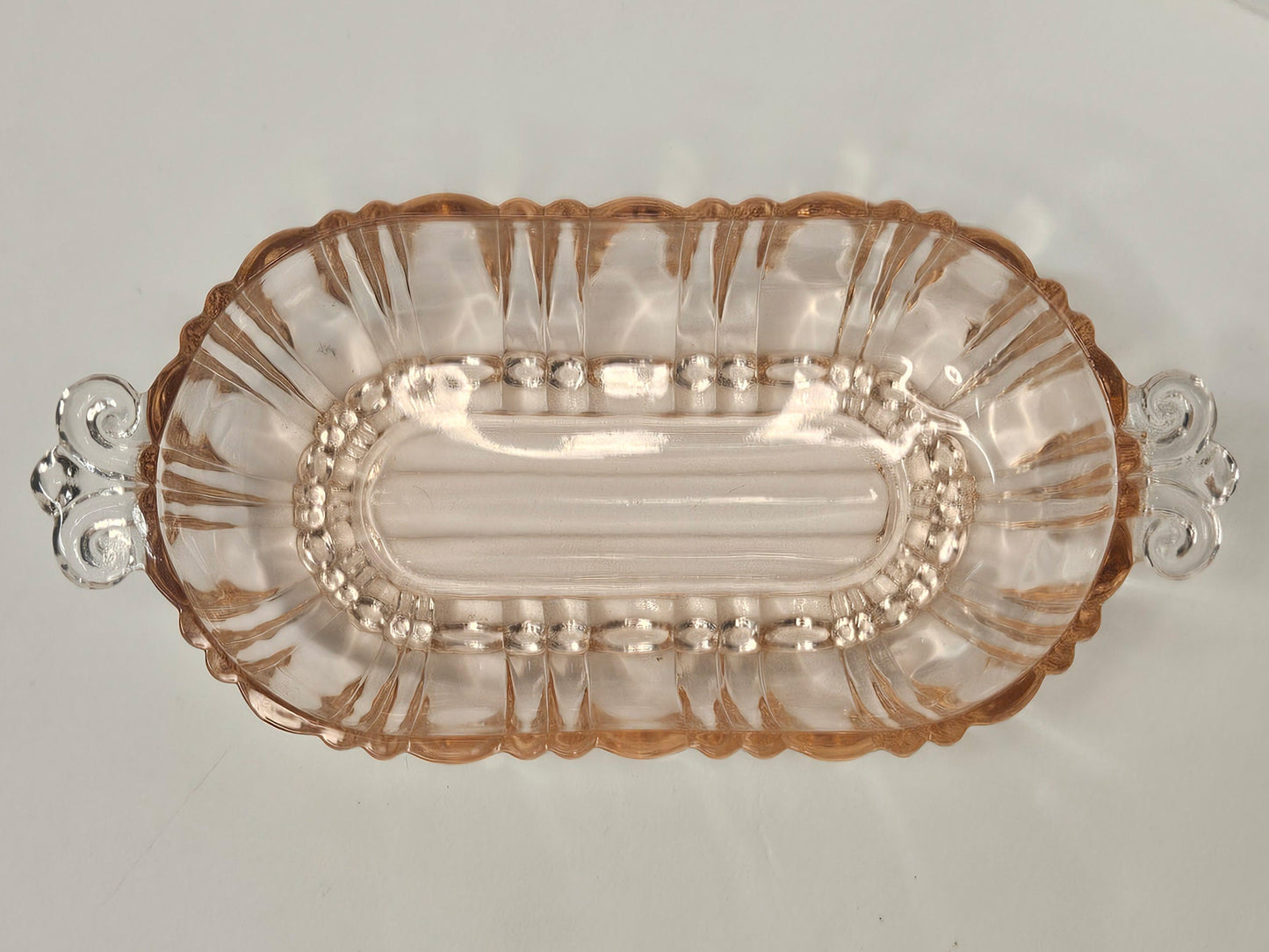 Blush Pink Oblong Relish Bowl - Anchor Hocking Pink Olive Dish - Old Cafe Pink Depression Glass - Pink Glass on your Dressing Table