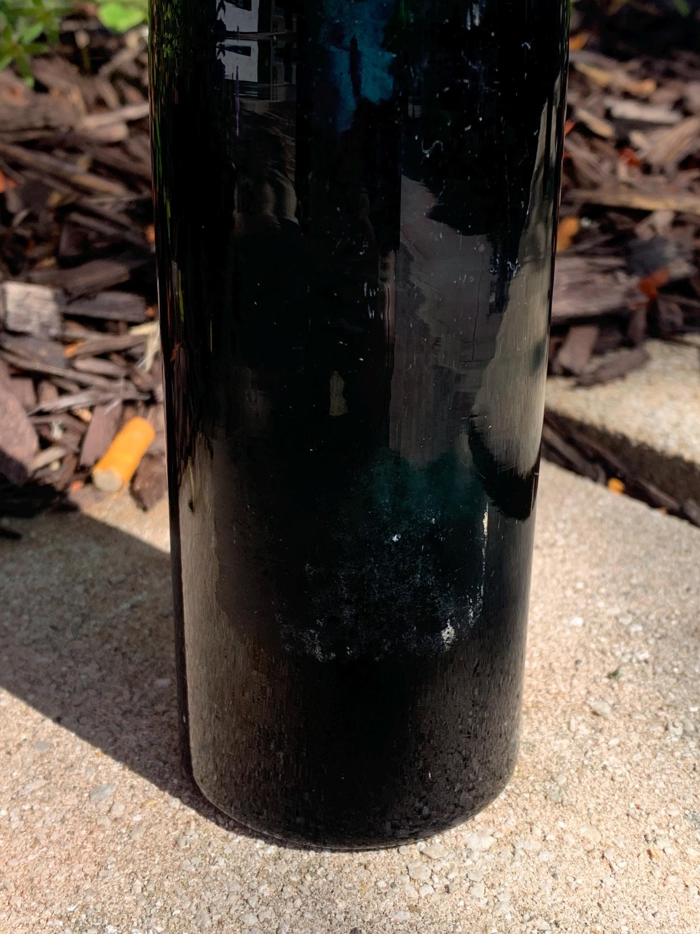 Mouth Blown and Turned Dark Blue Wine Bottle - Late 1800s Blue Wine Bottle - Rare Blue Wine Bottle with Cork and Wire Top