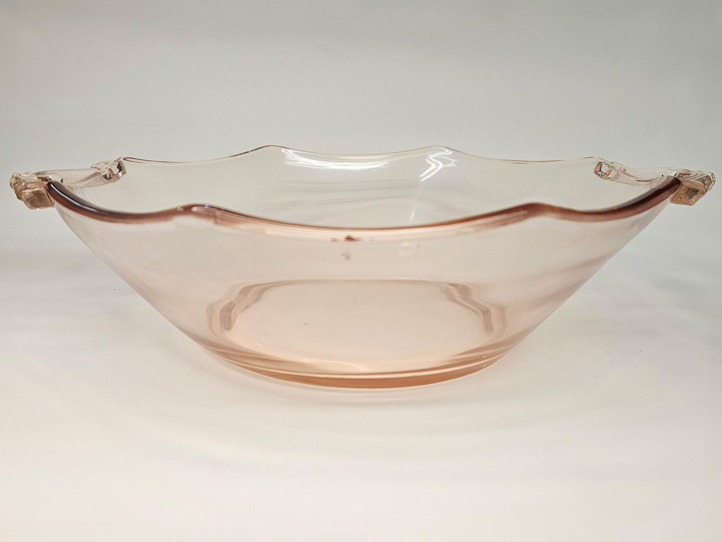 Lancaster Blush Pink Handled 11" Serving Bowl- Octagon Shaped Bowl - Bread Bowl - Pink Depression Glass Vegetable bowl by Lancaster