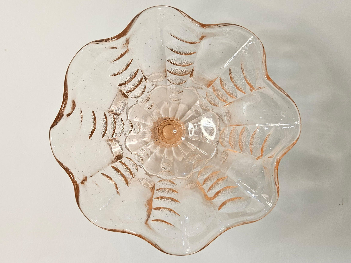 Dugan Afterglow Blush Pink Depression Footed Compote- Fluted Coinspot Pressed Glass Footed Candy Dish - see photos for truest color