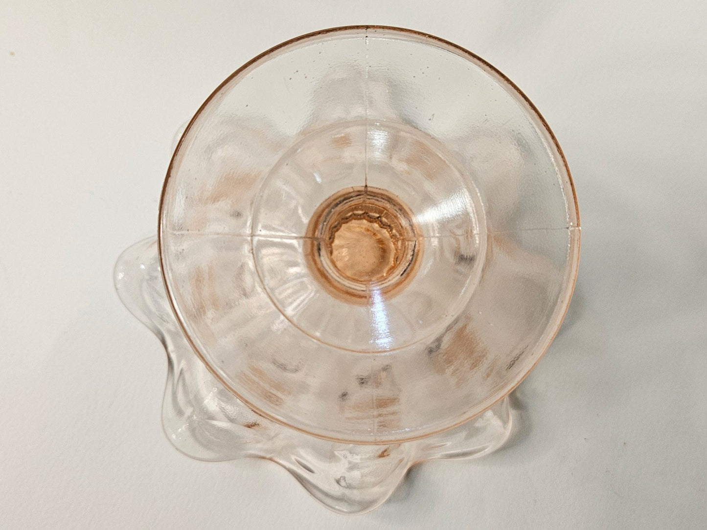 Dugan Afterglow Blush Pink Depression Footed Compote- Fluted Coinspot Pressed Glass Footed Candy Dish - see photos for truest color