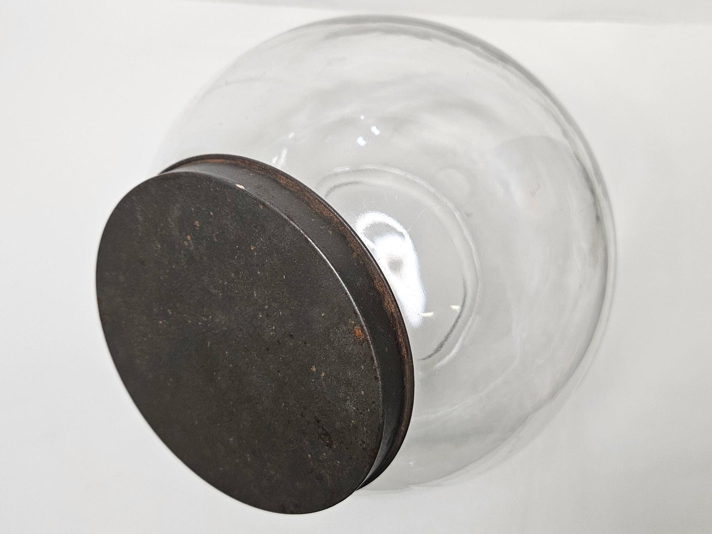 Early Pressed Glass Apothecary Jar- late 1800's General Store Candy Jar with Tin Lidded Storage Jar