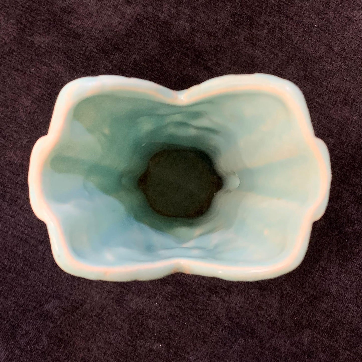Aqua Blue Leaves and Berries with Handles McCoy Vase - 5.75" Tall McCoy Vase -