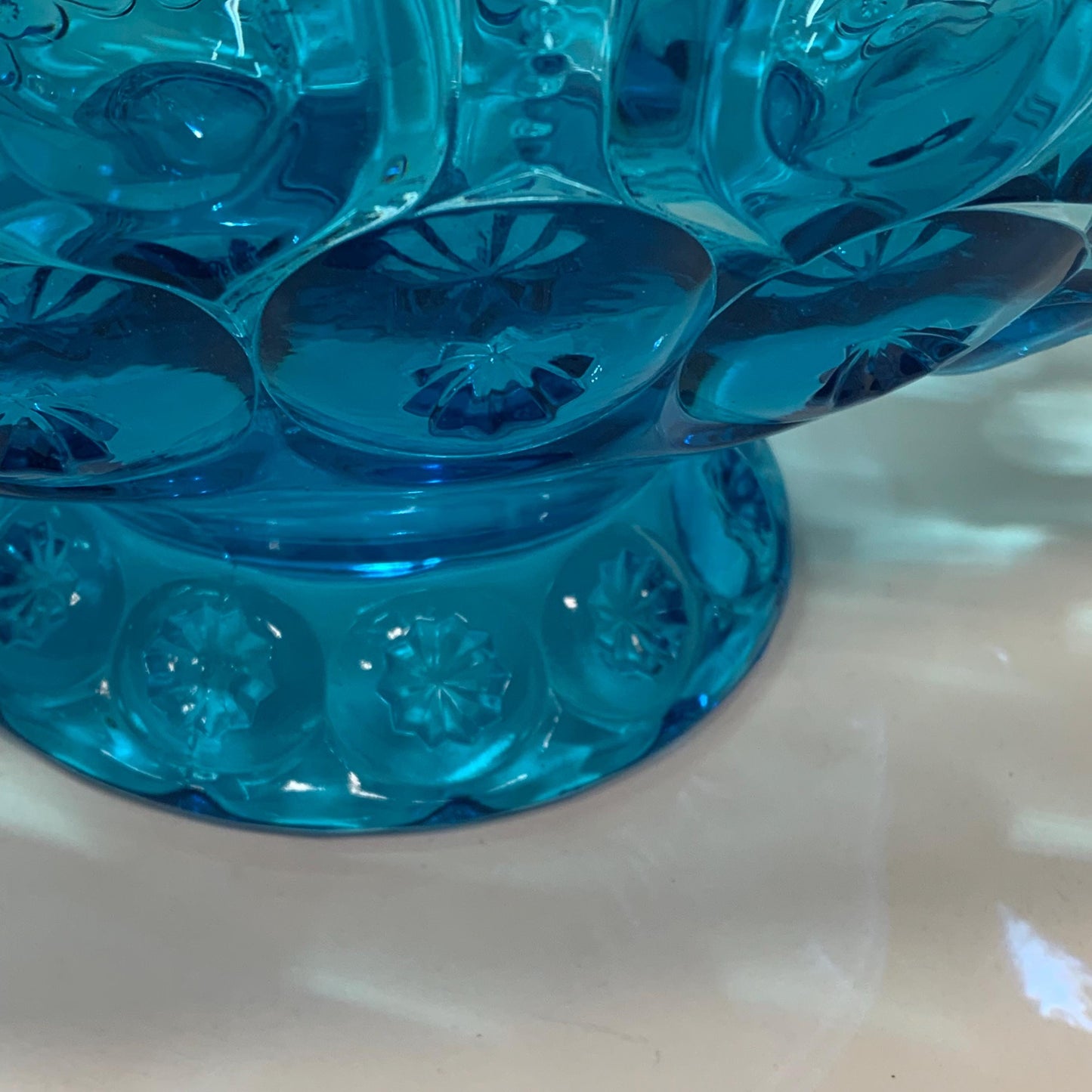 L.E. Smith Co. - Blue Glass Moon and Stars Banana Boat - 12" Banana Boat Pressed Glass by L.E. Smith Co.