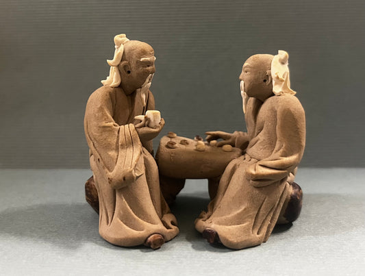 Chinese Shiwan Mudmen Playing Game - Decorative Figurines for Bonsai Tree